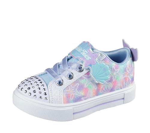 SKECHERS Girls Twinkle Sparks-Underwater Magic Sneaker, White/Multi, 11 Little Kid