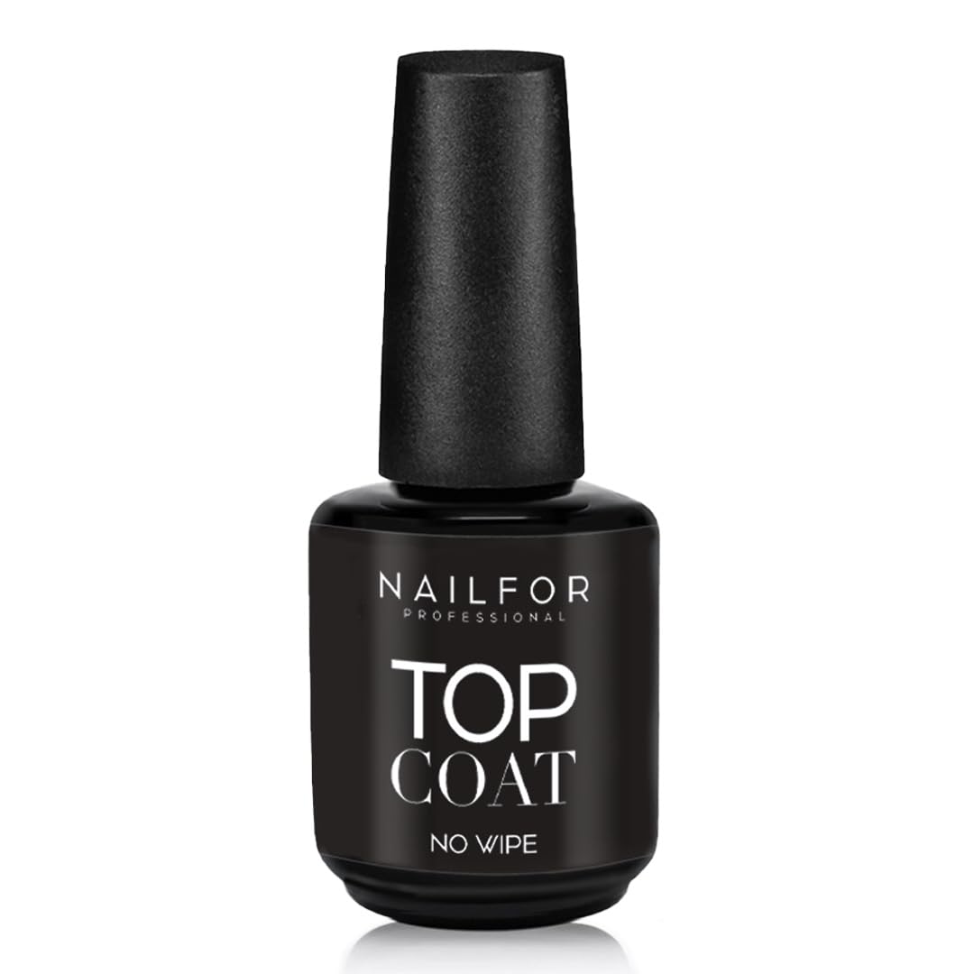 Nailfor Top Coat (15ML) Gel sigillante senza dispersione Unghie No Wipe Trasparente Lucido Asciugatura UV LED Lampada