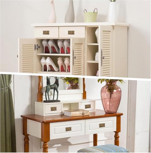 2pcs Vintage Antique Bronze Drawer Ring Pull Handles Knobs Hardware for Dresser Cabinet Door Furniture Drawers Bronze Hand Mission Hardware (Yellow) - Image 4