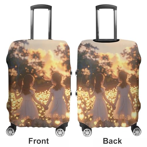Travel Luggage Cover Spandex Suitcase Protector Washable Baggage Covers Girls Holding Hands Elastic Scratch-Resistant Luggage Cover Protector Fits 18-32 Inch Luggage3