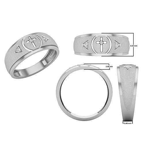 Dazzlingrock Collection 0.06 Carat (ctw) Round White Diamond Mens Cross Wedding Band Ring, Available in 10K/14K/18K Gold & 925 Yellow Gold Plated Sterling Silver4