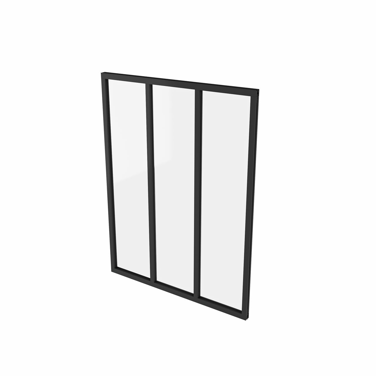 AICA Separador de Ambiente 63x108cm Cristal Templado Transparente 4mm 2 Hojas enmarcadas con Perfil de Aluminio Negro Mate