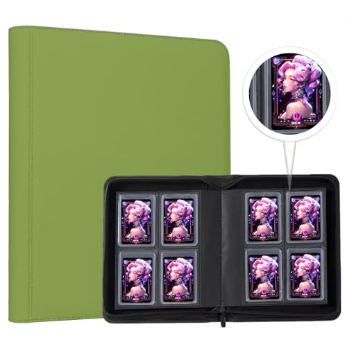 ANIXITECH Toploader Binder,4-Pocket Double Sided Top Loaders Binder,Holds 128 Cards in 3"x4" Toploaders,PU Leather Card Binder Abulm for Toploader Trading,Sports,and Gaming Cards (Light Green) by ANIXITECH - Used condition - US$13.71