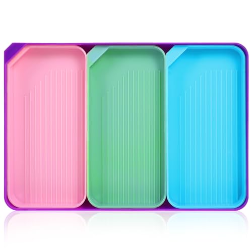 Prasacco 4 Pcs Diamond Art Trays, Colorful Rhinestone Tray Organizer