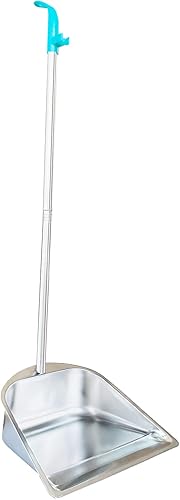 YAYOU Sartén antipolvo con mango largo para el hogar, 33.5 pulgadas, de acero inoxidable resistente de alta calidad, elegante diseño de pie,