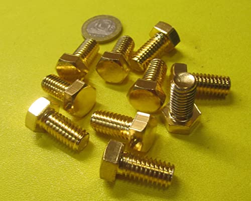 Brass Hex Head Bolts FT 3/8"-16 Thread x .750" Long 10 pcs