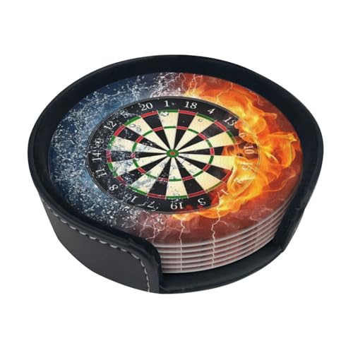 Dessous de verre cible de fléchettes x6 avec support pour table 10 cm
