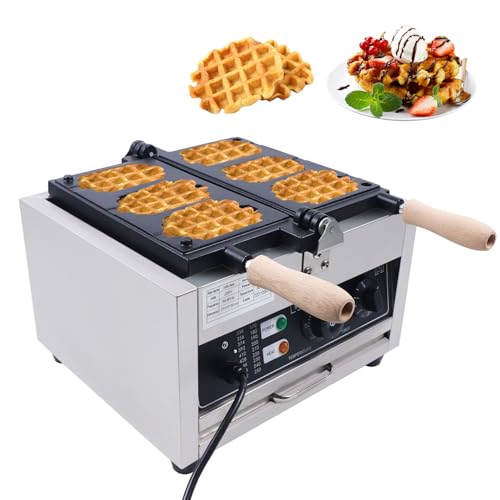 Gagalayong Classic Rotating Nonstick Electric Honeycomb Waffle Pop Maker, 3 PCSStainless Steel thermosta and Time Control Rectangular Belgian Waffle Maker Iron Flip Machine Baker (Type2)