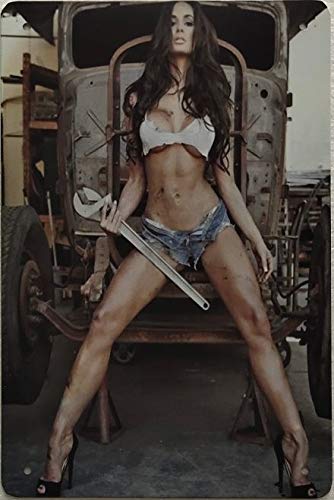 HISIMPLERetro Metal Tin Sign 8x12 inches Squad Poster Retro Funny Metal Sign Pin Up Sexy Girl Home Kitchen Bar Bedroom Living Room Wall Decor Plaque Signs