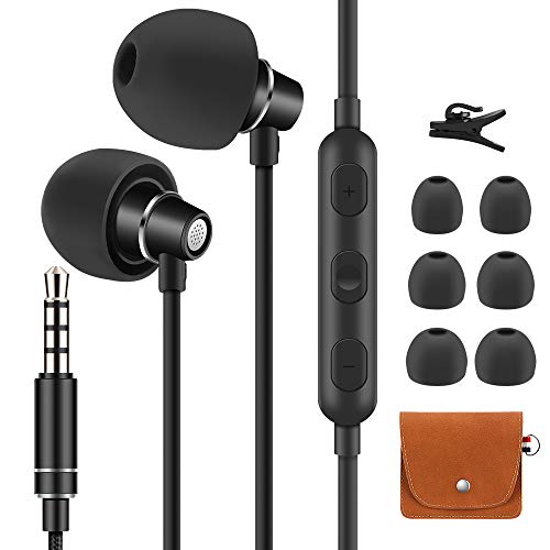 Findfit In-Ear Sleep Earphones, Soft Wired Earbuds for Small Ear Canal Side Sleeper, Noise Isolating Sleeping Headphones with Mic for Snoring, Air Travel, Relaxation, Black