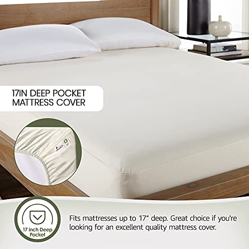 Whisper Organics, 100% Waterproof Mattress Protector - King Mattress Cover - Gots & Fairtrade-Certified Organic - Breathable - White Color, 17" Deep Pocket, 78X82 Inch #TOP4
