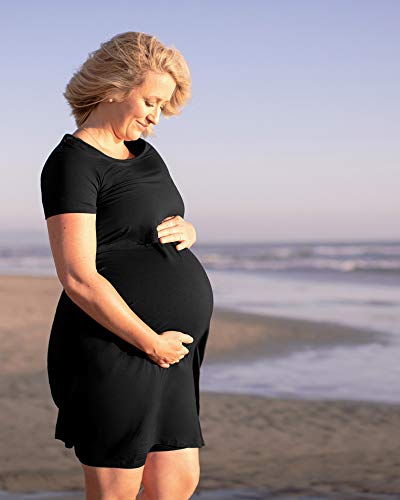 Image of Kindred Bravely Eleanora Ultra Soft Maternity Nursing Dress | Short Sleeve Breastfeeding Dress with Pockets