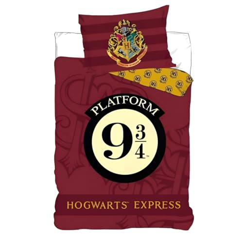 Harry Potter Juego de Cama, Funda nórdica de 140 x 200 cm y Funda de Almohada de 63 x 63 cm