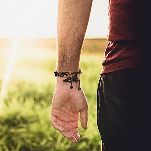 Jovivi Men Healing Crystal Bracelet 8Mm Hematite Black Obsidian Tiger Eye Stone Bracelets For Men Women Natural Round Gemstone Beads Bracelet Healing Crystals Jewelry For Good Luck #TOP4