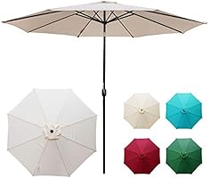 DOIFUN 11ft Patio Umbrella Aluminum Outdoor Umbrella Market Table Umbrellas with Push Button Tilt, Crank and 8 Sturdy...