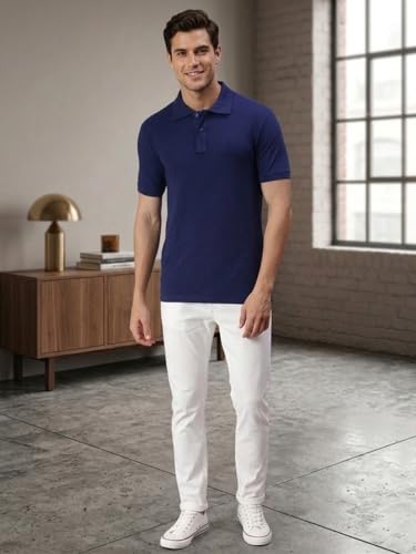 Image of Lux Cozi Men's Cotton Solid Polo Tshirt | Collar Tshirts | Half Sleeves | Stylish & Premium All Day Wear | Pack of 1