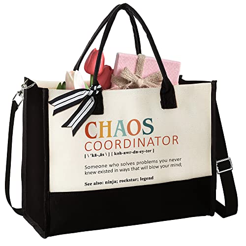 Thank You Gifts for Women, Teacher, Coworker, Boss Lady, Manager, Employee, Nurse - Administrative Professional Day Gifts, Teacher Appreciation Gift - Chaos Coordinator Gift - Canvas Tote Bag