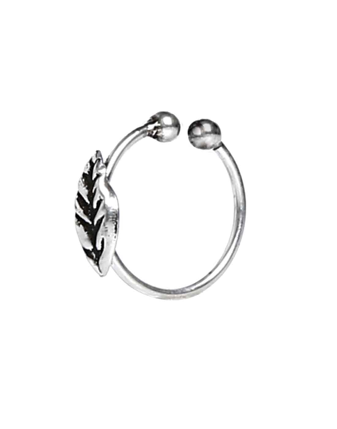 abhooshan Pure 92.5 Sterling Silver Press On Nose Ring | No Piercing required - Just Clip-On. Stylish Septum Couch Helix | With Certificate of Authenticity (Oxidized Pure Silver Leaf Charm) (B0BZNXSJYF) Amazon Price History, Amazon Price Tracker