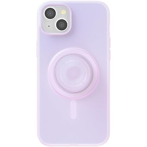 PopSockets iPhone 15 Plus Case with Round Phone Grip Compatible with MagSafe, Phone Case for iPhone 15 Plus, Wireless Charging Compatible - Opalescent Clear