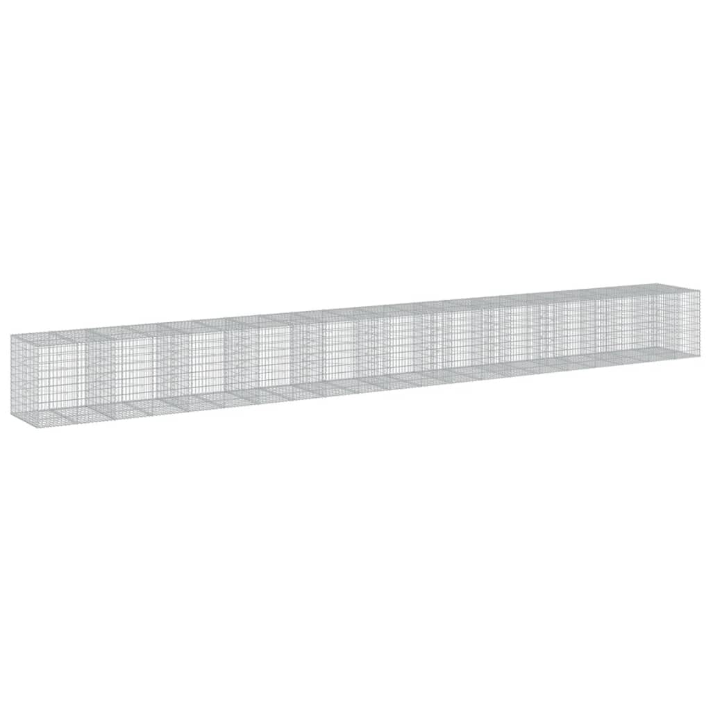 Gavión con tapa, 1050 x 100 x 100 cm, hierro galvanizado | Cesta de piedra resistente para jardín y exterior para el diseño de paredes y parterres decorativos.