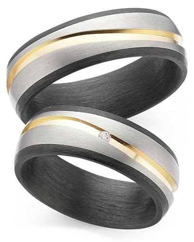 123traumringe Eheringe in Carbon, Titan & Gold I Partnerringe mit Brillant & Etui I Gravierbare Eheringe mit Ringgröße 50-72 mm I Hochwertige Verlobungsringe in 7 mm Breite & 2,5 mm Stärke I P14 123traumringe Eheringe in Carbon, Titan & Gold I Partnerringe mit Brillant & Etui I Gravierbare Eheringe mit Ringgröße 50-72 mm I Hochwertige Verlobungsringe in 7 mm Breite & 2,5 mm Stärke I P14
