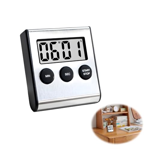 Kurzzeitmesser Küchentimer Digital Timer, 6.5x1.6 x7cm Eieruhr Digital Timer mit Stoppuhr 99min 59sek Küchenwecker Magnetisch für Kochen Studium Sport Meeting(Batterie nicht im Lieferumfang enthalten)