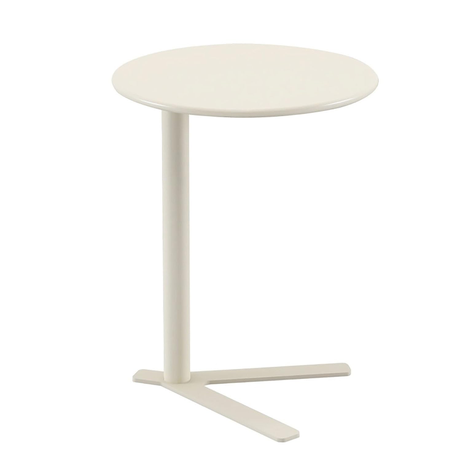 Mesa auxiliar de metal en C con base redonda de 48 cm y acero resistente