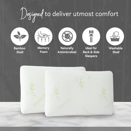 Image of MYTRIDENT Classic Bamboo Memory Foam 1 Pc Pillow|200 GSM Spun Knitted Bamboo Fabric
