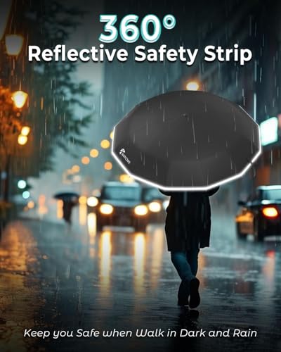 Image of ANYCHO Umbrella for Men, Wind & Rain Resistant Umbrellas 3 Fold for Women, Automatic Umbrellas with UV Protection, Folding Umbrella for Travel with 36 Sturdy Ribs