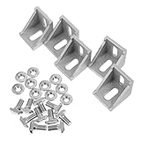 Ipetboom 5pcs 90 Degree Aluminum Extrusion Corner Brackets L Shaped Angle Braces with EU Standard T-Bolts and Flange Nuts for Industrial Frame Support and Workbench Assembly