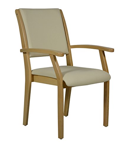 DEVITA - Seniorenstuhl Pflegestuhl Kerry - Verschiedene Sitzhöhen wählbar von 43 cm bis 55 cm (46 cm Sitzhöhe, Holz: Buche hell - Bezug: 601 Kunstleder Bisquit) Cover