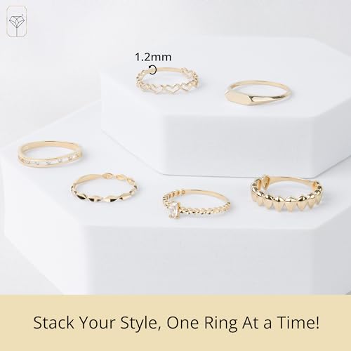 Dainty Solid 14K Gold Heart Ring For Women | Comfortable and Thin Gold Ring for Stacking | Hypoallergenic Real Gold Ring Bands in Sizes 6 to 8 by MAX + STONE3