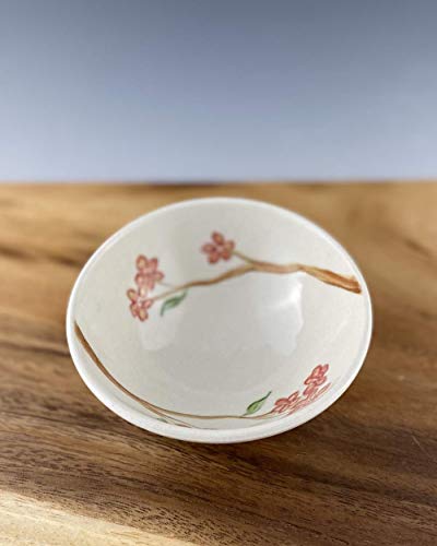 Handmade Small Porcelain Bowl, Hand Painted In Cherry Blossom Pattern #TOP5