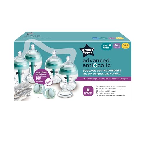 Tommee Tippee Biberons, Coffret nouveau-né Anti-colique Avancé, 4 x biberons avec 2 x tétines à débit moyen, tube de ventilation anti-colique – Image 3