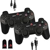 Digital Dynasty 2 Pack Controller for PS3 - Wireless PC Controller for Sony Playstation 3 - Double Shock 3, Bluetooth, Rechargeable, Remote for PS3 - Including 2 USB Cables (Black)