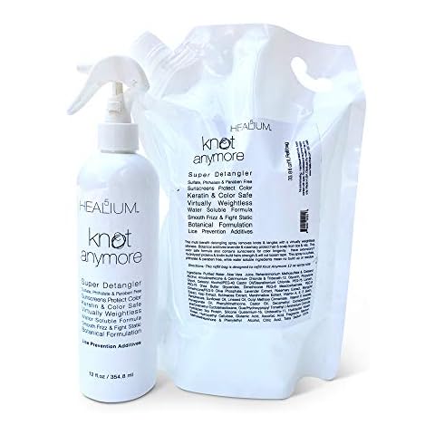 Knot Detangling Spray & Refill Pack-Lightweight Weightless Detangling, Smoothing, Hydrating, Conditioning, Spray In Detangler, 12 oz Spray Bottle & Liter REFILL Bag Cover