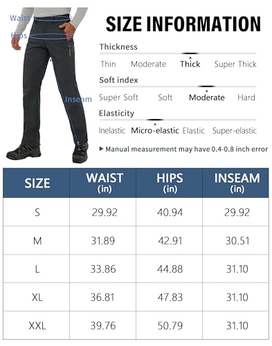 Pioneer Camp Men'S Fleece Lined Outdoor Hiking Pants Insulated Waterproof Warm Softshell Windproof Work Pant（Dark Grey,M） thumb #5