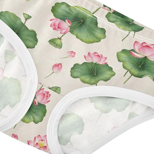 Joisal Toddlers Underwear Floral 2t Cotton Panties Little Girl Fun Print Kids Undies Briefs Watercolor Pink Lotus Flowers4