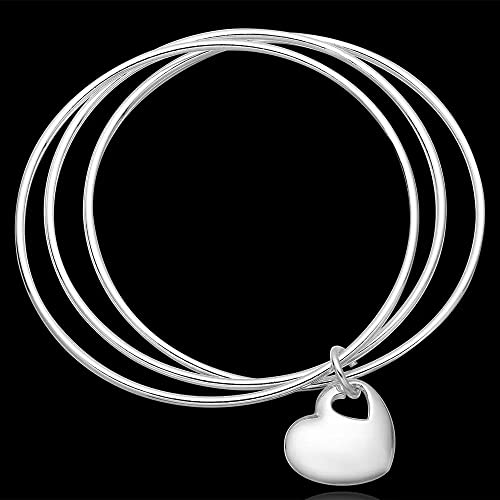 Bracelets pour femmes trois cercles cadeaux réglables parfaits avec pendentif cœur