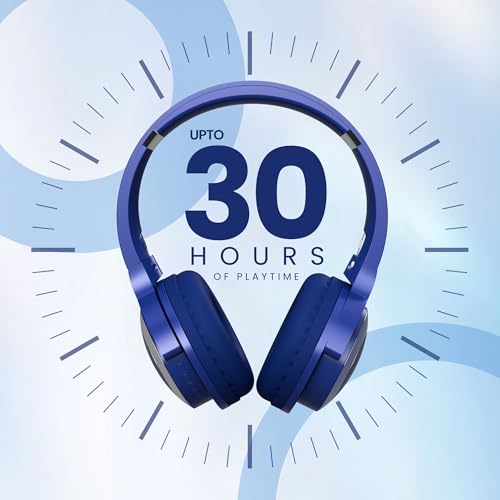 Image of OOGE Echo 100 Wireless Bluetooth Headphones (Blue), 30H Playtime, 800H Standby Time, 250mAh Battery, Bluetooth 5.3, 10m Range, 1-Year Warranty