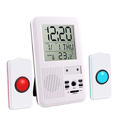 Home Safety Patient Alert Alarm System Wireless Alarm Emergency Call Button Elderly Monitor Caregiver Personal Pager for Elderly Kids (Updated Version)