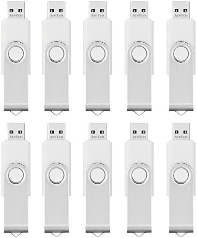 ARETOP 10pcs 2GB Swivel USB Flash Drive Memory Stick (White)