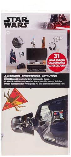 Image of RoomMates Star Wars Classic Peel and Stick Wall Decals, Mutli Color 1.5 inch x 1.25 inch to 9 inch x 9 inch (Pack of 4)