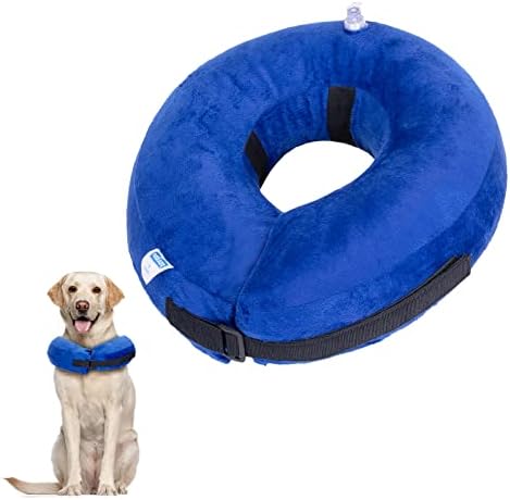 Nobleza Inflatable Dog Collar Dog Recovery Collar Inflatable Pet Protection Cover Collar Dog Neck Collar After Surgery Adjustable Pet Recovery Collar Dog Cone Collar for Small Dog and Cat, Blue