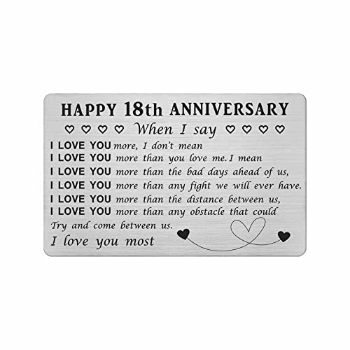 Yobent 18th Wedding Anniversary Card for Him Her, Happy 18th Anniversary Marriage Gift for Husband Wife Men Women, Personalized 18 eighteenth Year Anniversary Decorations Present