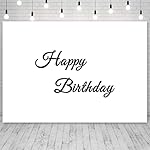 7x5ft Black Happy Birthday Backdrop White Birthday Minimalist Art Photo Photography Background Kids Adults Birthday Party Banner Decorations Supplies Photo Studio Props - Image 3