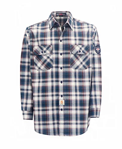 Image of BOCOMAL FR Shirts for Men(Red/White) Flame Resistant/Fire Retardant Plaid Shirt 7oz Men