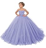 Tulle Flower Girl Dress for Wedding Lace Applique Princess Sleeveless Pageant Dresses Long Party Bal