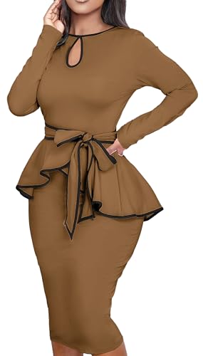 Image of Women's Bodycon Vintage Dresses Elegant Peplum Dresses for Women Business Work Office