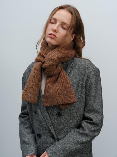 2PCS Women Winter Beanie Hat Scarf Set Knitted Hat Warm Scarf Thickening Knit Scarf Cozy Cold Weather Matching Suit2